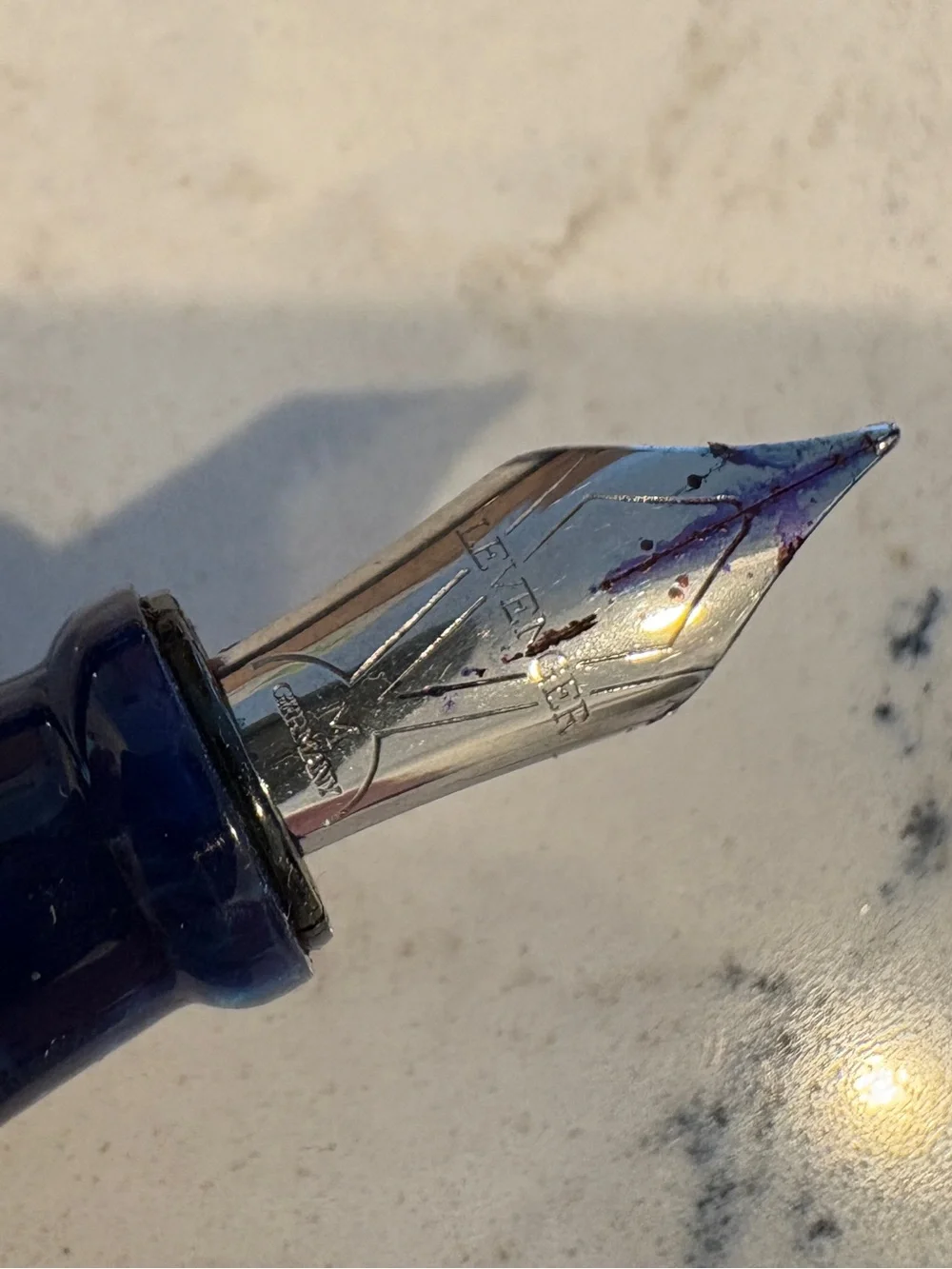 Elegant Blue Marble Fountain & Ballpoint Pen Set